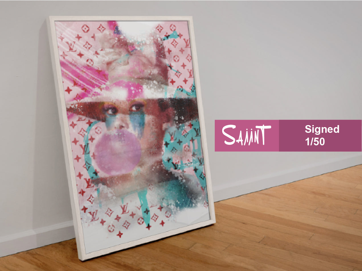 Framed Limited Edition Artwork Icon Series - Audrey 1/50 Signed by Saiint